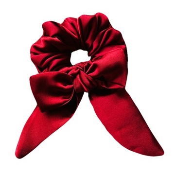 Gumka do włosów satyna scrunchie frotka Czerwona