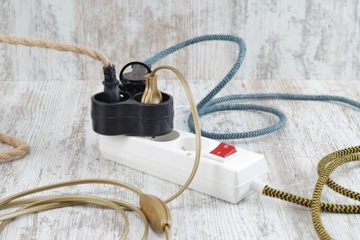 czarna złodziejka rozgałęźnik do gniazdka rozdzielacz potrójny wtyczki loft