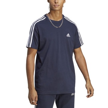 L Koszulka męska adidas Essentials Single Jersey 3-Stripes Tee granatowa IC