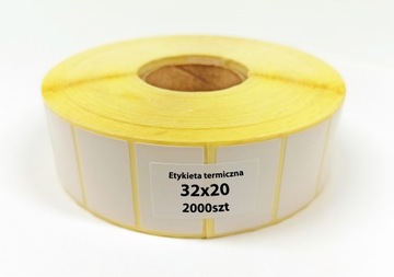 Etykiety termiczne 32x20 białe 2000 szt fi40