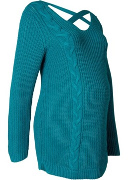 Z584 SWETER DZIANINOWY CIĄŻOWY DŁUGI R.36/38