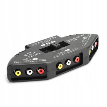 3 W 1 Wyjście Audio Video RCA Splitter Czarny