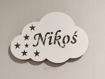 Lampka chmurka imię imienna ledowa biała piękna ind projekt 30cm LED