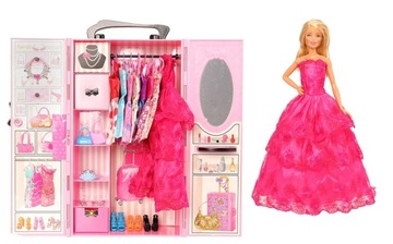 ШКАФ ДЛЯ КУКОЛЬНОЙ ОДЕЖДЫ, ЧЕМОДАН, КУКОЛЬНЫЙ ШКАФ