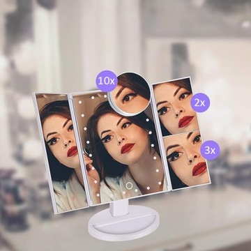 КОСМЕТИЧЕСКОЕ ЗЕРКАЛО С ПОДСВЕТКОЙ, СКЛАДНОЙ СВЕТОДИОД, УВЕЛИЧЕНИЕ МАКИЯЖА