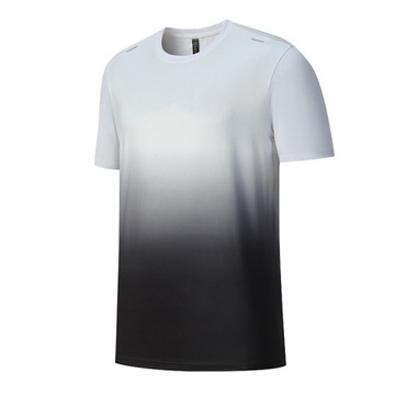 Męska koszulka sportowa T-shirt sportowy z kontrastowymi gradientami kolorów, okrągłym dekoltem, 4XL