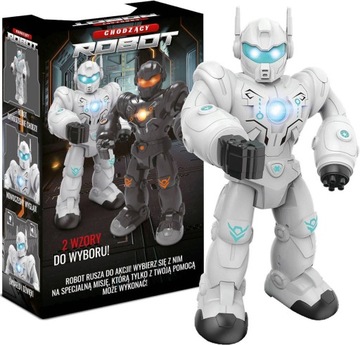 ROBOT INTERAKTYWNY chodzący CHODZI ŚWIATŁO DŹWIĘKI STRZELA BIAŁY Artyk