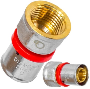 ZŁĄCZKA MUFOWA ZAPRASOWYWANA PEX ALUPEX FI 20x1/2 GW MOCNY MOSIĄDZ DIAMOND