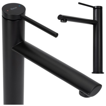 Bateria Umywalkowa Czarna Matowa Wysoka Stojąca Do Umywalki Rea Oval Black