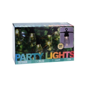 Садовая цепочка садовых светильников GIRLAND 20м 12,5м ТЕПЛАЯ 230В + СВЕТОДИОДНЫЕ ЛАМПОЧКИ