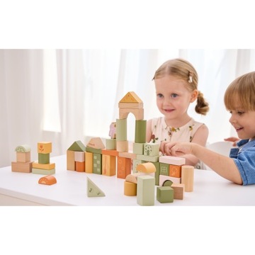 НАБОР ДЕРЕВЯННЫХ БЛОКОВ VIGA PolarB ЗЕЛЕНЫЕ ЖИВОТНЫЕ, 50 ЭЛЕМЕНТОВ