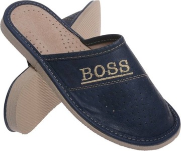 PANTOFLE MŁODZIEŻOWE CHŁOPIĘCE POLSKIE granat 40