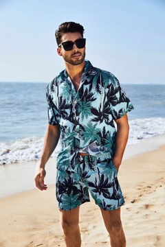 МОДНЫЙ КОМПЛЕКТ МУЖСКАЯ РУБАШКА И ПЛЯЖНЫЕ ШОРТЫ ГАВАЙСКИЙ ПРАЗДНИК С КОРОТКИМ РУКАВОМ