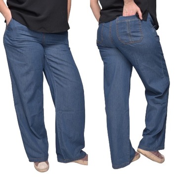 Letnie spodnie z jeansu CEVLAR prosta nogawka kolor granatowy rozmiar 56