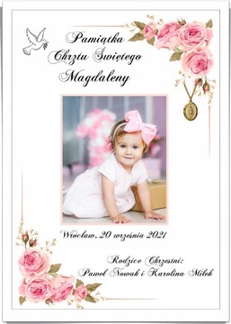 Pamiątka Chrztu Świętego A4 W5 Chrzest Plakat