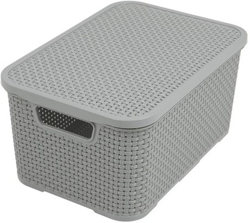 BRANQ - Koszyk Rattan - pokrywa - pojemnik plastikowy - kosz pudełko - 7 L