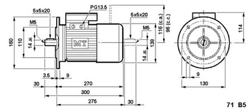 Двигатель B5 мощностью 0,25 кВт с тормозом и внешним охлаждением