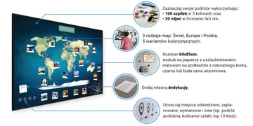 Карта мира - пробка для обозначения СИНИХ путешествий