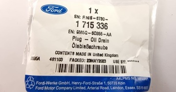 KOREK SPUSTU OLEJU Z USCZELKĄ 1715336 _ 9M5Q-6C855-AA