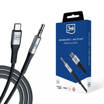 Kabel AUX minijack 3.5 mm / USB-C - 3mk srebrny
