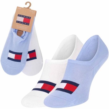 TOMMY HILFIGER SKARPETY SKARPETKI STOPKI 2P BIAŁE/NIEBIESKIE r.43-46