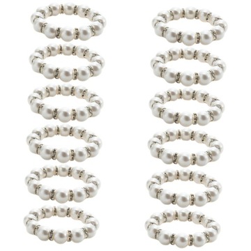 12 SZT. PERŁOWE PIERŚCIONKI NA SERWETKI PERŁOWE PODSTAWKI NA SERWETKI