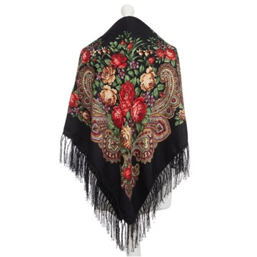 Большой женский народный шарф, народный платок горца, бахрома, этно-цветы