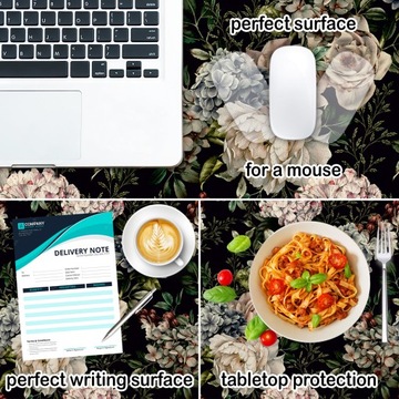 Защитный коврик на стол 120х60 пионы пастельные