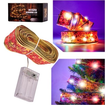 LAMPKI LED WSTĄŻKA OZDOBNA TAŚMA 10M 100 LED OZDOBA MULTIKOLOR NA BATERIE