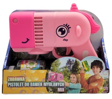 PISTOLET do BANIEK szczelny JEDNOROŻEC płyn ZESTAW BAŃKI RÓŻOWY