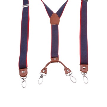 Szelki męskie z 4 obrotowymi haczykami, elastycznym tyłem i możliwością regulacji w kształcie litery Y. Ciężki niebieski