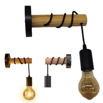 ŚCIENNA LAMPA E27 VINTAGE DESIGN DO SALONU SYPIALNI KORYTARZA 3000K 220V