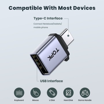 Переходник USB Type-C «папа» на USB3.0 «мама» OTG TOPK