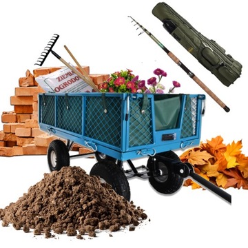 Wózek ogrodowy wielozadaniowy do transportu pakowny do 300kg + plandeka