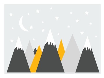 Naklejki dla dzieci na ścianę góra góry gwiazdy XL