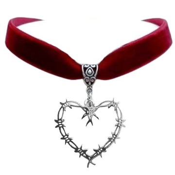 Drut kolczasty serce Choker gotycki naszyjnik w kształcie serca drut kolcza