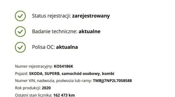 Skoda Superb III Kombi Facelifting 2.0 TDI 190KM 2020 Skoda Superb Bezwypadkowa, FV23, 2.0TDI DSG, Polski Salon, KredytowanieLea, zdjęcie 38