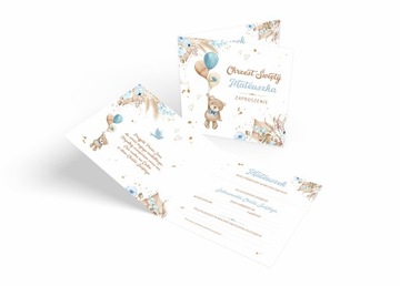 ПРИГЛАШЕНИЯ НА КРЕЩЕНИЕ БОХО МЕДВЕДЬ + КОНВЕРТ + ИМЯ