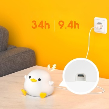 НОЧНИК ДЛЯ ДЕТЕЙ LED DUCK SILICONE TOUCH 2 РЕЖИМА