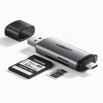 Устройство чтения карт памяти SD/micro SD USB+USB-C UGREEN