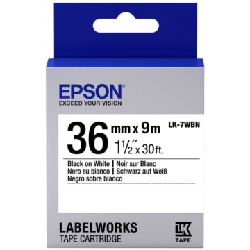 Páska Epson LK-7WBN 36 mm x 9 m bílá, černá, originální samolepicí potisk