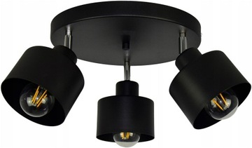 Lampa Sufitowa Czarna Plafon Czarny Ruchomy Żyrandol Led Tuba E27 Natynkowy