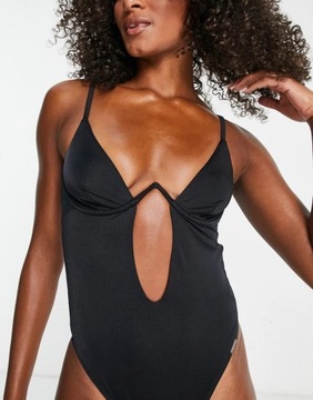 Free Society czarny jednoczęściowy STRÓJ KĄPIELOWY WYCIĘCIE NJ1 zkd S