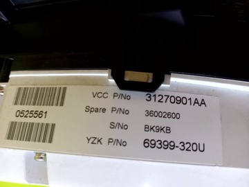 PŘÍSTROJOVÁ DESKA BUDÍKY 2.4 D5 31270901AA VOLVO S60 10R EVROPA