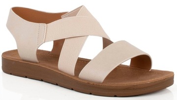 8132 BEŻOWE SANDAŁY LEKKIE ELASTYCZNE PASKI 39