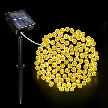 Zewnętrzna girlanda solarna, 12 m, 100 LED, wodoodporna girlanda solarna
