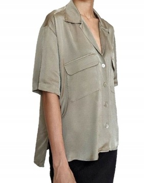 Zara satynowa koszula khaki 42 XL