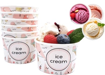 Miseczki papierowe miski do lodów ICE CREAM 130ml 25szt (do odsprzedaży)