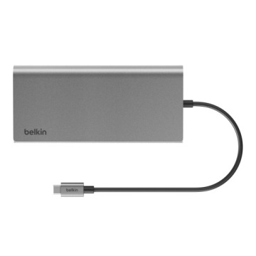 Концентратор BELKIN USB-C 8in1 RJ45 Gigabit Eth. двойной дисплей HDMI 10 Гбит/с PD до 100 Вт