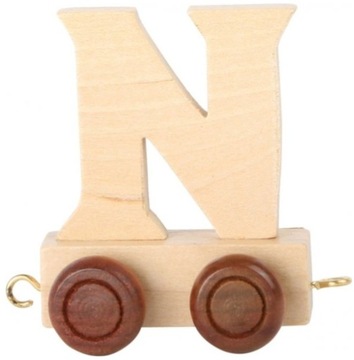 Drewniany wagon do lokomotywy z literką N